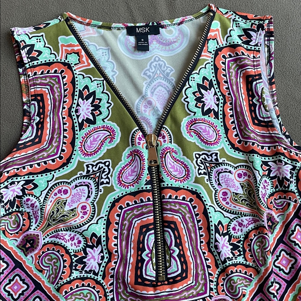 MSK Multicolor Paisley Dress, Small - Picture 3 of 11